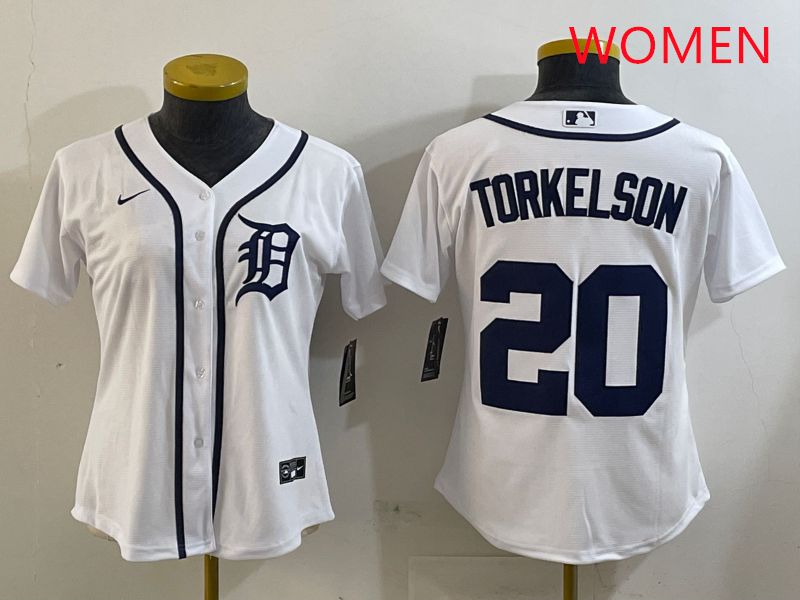 Women Detroit Tigers #20 Torkelson White Game 2025 Nike MLB Jersey style 1